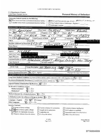 FBI Universal Identifier 787075K6 — Jeffrey Epstein (FBI Number / UCN) preview
