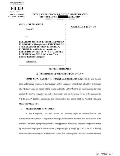 Maxwell v. Estate of Jeffrey E. Epstein preview
